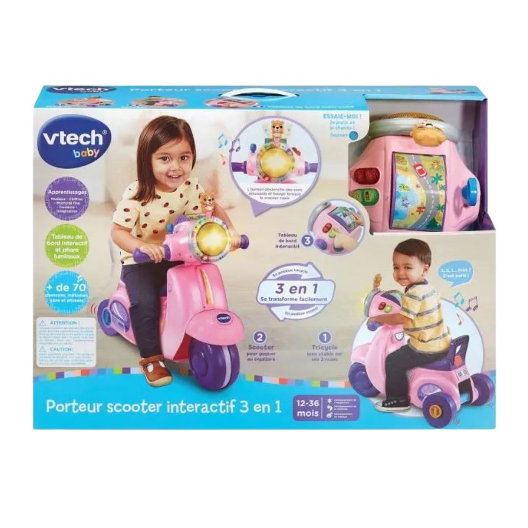 Vtech 3 En 1 Interactif Scooter Pink Ride-On Vtech